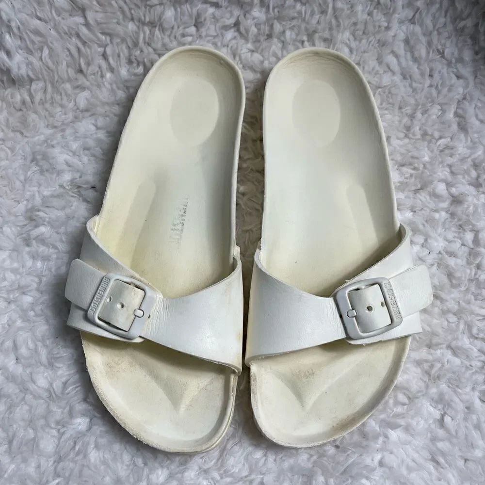Birkenstock Madrid Eva white rubber slip on sandals side buckle EUR SZ 40